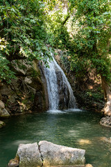 Naklejka premium Beautiful waterfall Kefalogourna in Theologos, Thassos, Greece