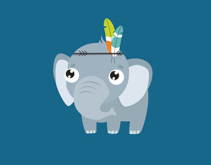 Cute vector elephant. Little cartoon elephant. African animal. Wild animal. Cartoon character.