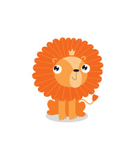 Cute vector lion. Little cartoon lion. African animal. Wild animal. Cartoon character. King of beasts.