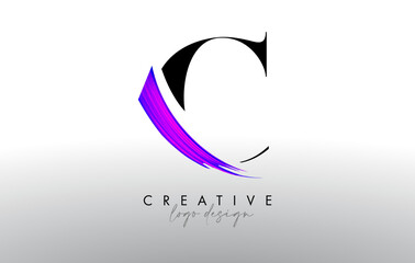 Brush Letter C Logo Design with Creative Artistic Paint Brush Stroke and Modern Look Vector