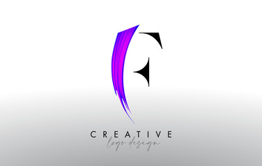 Brush Letter F Logo Design with Creative Artistic Paint Brush Stroke and Modern Look Vector