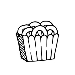 Crispy Onion Rings doodle illustration on isolated background