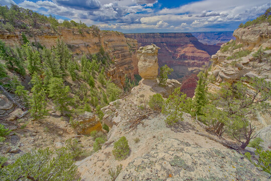 Loki's Rock at Grand Canyon east of Thor's Hammer Overlook, Grand Canyon National Park, UNESCO World Heritage Site, Arizona, United States of America