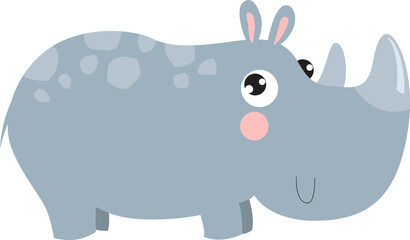 Cute cartoon rhinoceros. African animal. cartoon character