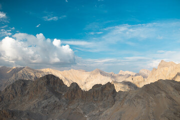 Fototapeta premium Aladaglar National Park. Cloudy mountain landscape. Transmountain trips. Trekking Aladaghlar. Turkey..
