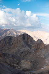 Aladaglar National Park. Cloudy mountain landscape. Transmountain trips. Trekking Aladaghlar. Turkey..