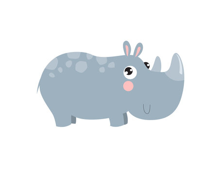 Cute cartoon rhinoceros. African animal. cartoon character