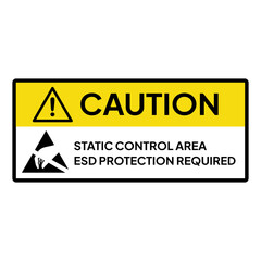 Obraz premium Warning sign or label for industrial. Caution for ESD equipment. Caution for static control area or esd protection required.