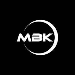 MBK letter logo design with black background in illustrator, cube logo, vector logo, modern alphabet font overlap style. calligraphy designs for logo, Poster, Invitation, etc.