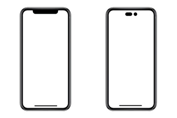 Smartphone similar to iphone 14 with blank white screen for Infographic Global Business Marketing Plan , mockup model similar to iPhonex isolated Background of ai digital investment economy. HD