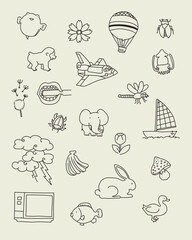 cute doodle set for drawing
