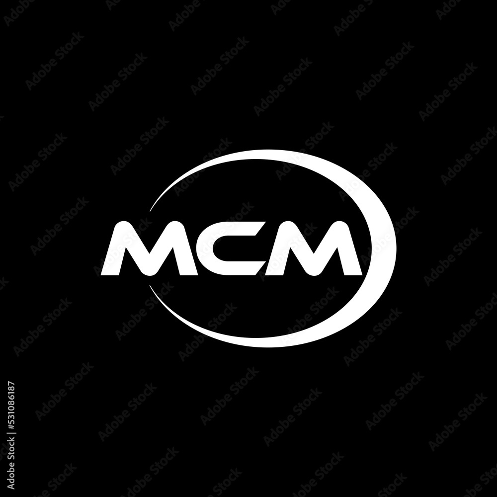 Wall mural mcm letter logo design with black background in illustrator, cube logo, vector logo, modern alphabet