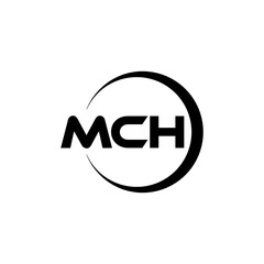 MCH letter logo design with white background in illustrator, cube logo, vector logo, modern alphabet font overlap style. calligraphy designs for logo, Poster, Invitation, etc.