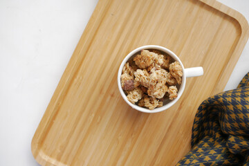 detail shot of granola Musli in a bowl, 