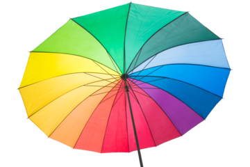 Isolated rainbow coloured umbrella with vibrant colours