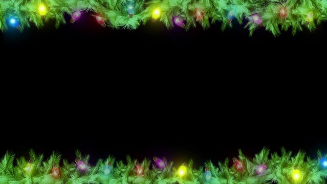 Winter holiday tree decoration for christmas and new year Christmas border Background. Christmas tree branches on Empty Backdrop 4K animation decoration Backgrounds Christmas border Frame backgrounds.