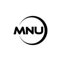 MNU letter logo design with white background in illustrator, cube logo, vector logo, modern alphabet font overlap style. calligraphy designs for logo, Poster, Invitation, etc.