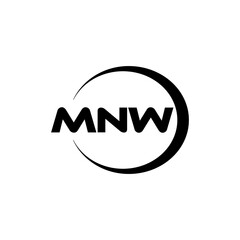 MNW letter logo design with white background in illustrator, cube logo, vector logo, modern alphabet font overlap style. calligraphy designs for logo, Poster, Invitation, etc.