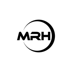 MRH letter logo design with white background in illustrator, cube logo, vector logo, modern alphabet font overlap style. calligraphy designs for logo, Poster, Invitation, etc.