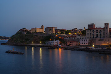 General view of Piombino city at night