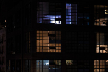 The modern office building at night. High-quality photo