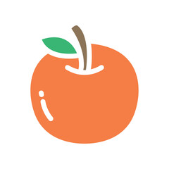 Ripe and fresh orange or citrus fruit silhouette flat line color for food apps and website. Round Organic Fruit, vegan, vegetarian icon. Vector illustration filled outline style. EPS10