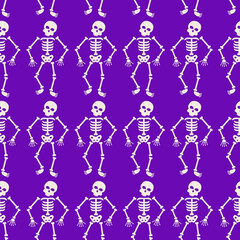 Fototapeta na wymiar Halloween seamless pattern with skeletons