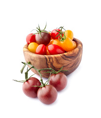 Fresh tomatoes  on white background isolated. Ripe cherry tomatoes.