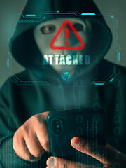 Hood hackers are using mobile to attack sensitive data background binary code. Hacking and malware...