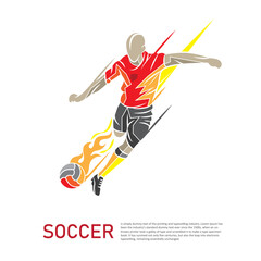 soccer player is dribbling and ready to kick the ball isolated vector illustration.