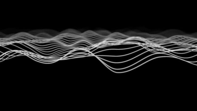 Abstract music oscillating waves. Synthetic music technology sample. Sound wave. Distorted frequencies. Futuristic visualization of a sound wave.