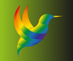 Picaflor multicolor, picaflor degradado, picaflor vector, hummingbird, picaflor multicolor. © RolyDavidA