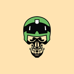 abstract skull motorcycle helmet icon logo. motorcycle helmet human head skull vector. suitable for skull logo icons, driving command and education, web.