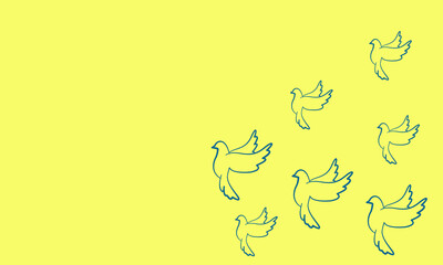 Illustration of a dove on a background in the colors of the flag of Ukraine with space for text. We pray for Ukraine. No war. World peace day concept.
