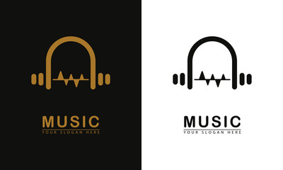 abstract audio wave icon logo. vector handset combination audio band. suitable for music logo icons, singing recordings and the web.