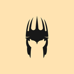 abstract silhouette war helmet logo icon. ancient war helmet silhouette vector. suitable for command logo icon, entertainment and web.