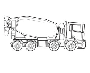 Concrete mixer truck in isolate on white background. Construction equipment. Vector illustration.