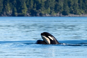 Killer whale (Orcinus orca) in the blue ocean