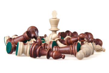 White Chess king is triumphator of the chess battle