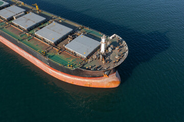 Large offshore dry cargo ship at sea.