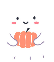 Cute ghost with pumpkin