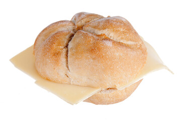 Bread roll with cheese , transparent background