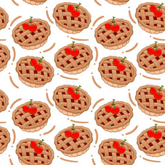 cherry pie seamless pattern