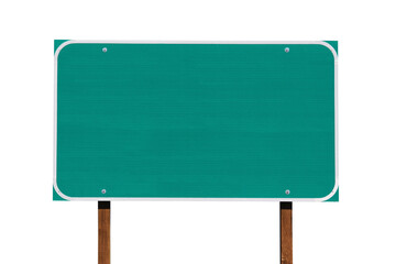 Blank green highway road sign isolated.