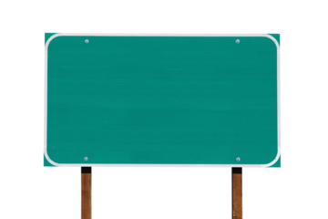 Blank green highway road sign isolated.