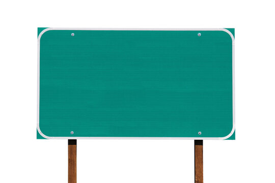 Blank Green Highway Road Sign Isolated.