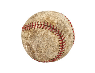 Old worn grungy baseball isolated.
