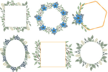 collection of green leaves frame for wedding card