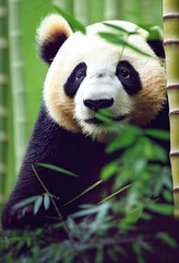 Giant Panda Cub in Bamboo Forest generated by AI