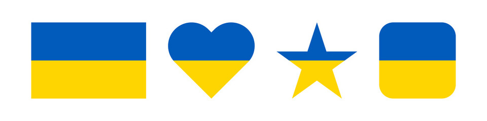 Blue and yellow flag Ukraine on white background. Set of flag Ukraine vector.
